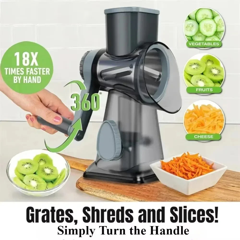 Multi-functional Vegetable Slicer Manual Spiralizer Vegetable Cutter  Hand Cranked Rotary Cheese Grater Shredded Kitchen Tools