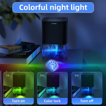 Smart Air Purifier Portable Dehumidifier Home Office and RV Eliminate Damp Mold and Moisture Easy To Use and Energy Efficient