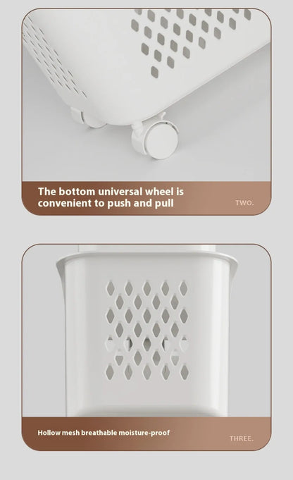Multilayer Laundry Storage Basket Wheels Pp Plastic Laundry Baskets With Wheel Household Sundries Bathroom Toilet Storage Rack