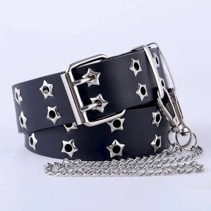 Women's Belt  Large size Double Hole Men Belt Punk Hip Hop Rock Style Subculture Y2K Belt Punch Free Belt for Men and Women