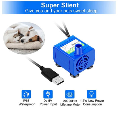 Water Pump LED Light Pet Cat Water Fountain Motor Replacement For Cat Flowers Drinking Bowl Dispenser Home Pet Dog Accessories