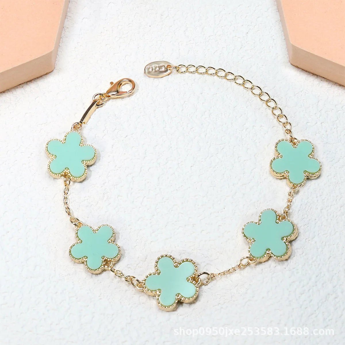 Fashion Double Sided Plant Five Leaf Plum Blossom Charm Bracelets For Women Girl Waterproof Clover Jewelry Gifts Best Friends