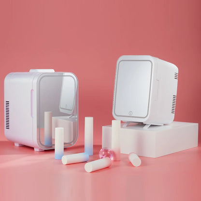 8L Mini Skincare Fridge with LED Mirror - 3-in-1 Portable Cooler & Warmer for Makeup, Face Masks, Perfumes (Home/Office/Car