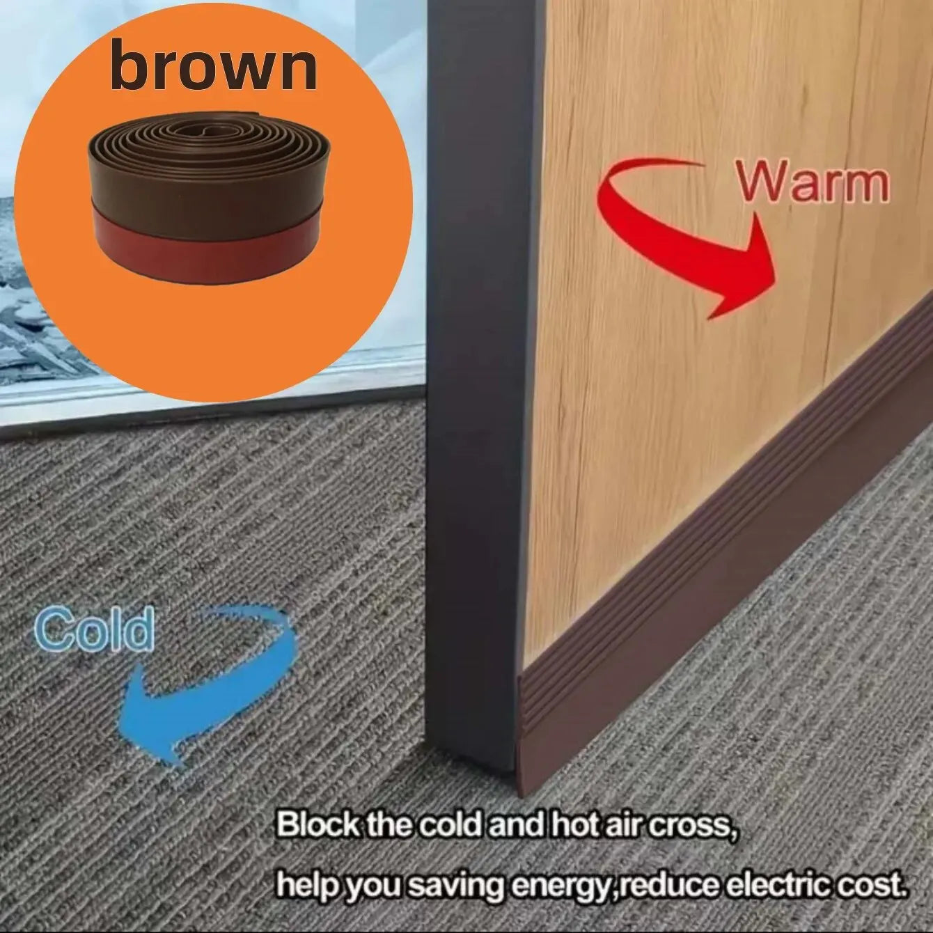 1pc Door Draft Stoppers For Bottom Of Door, Adjustable Self-Adhesive Sound-Proof Door Bottom Seal Strip