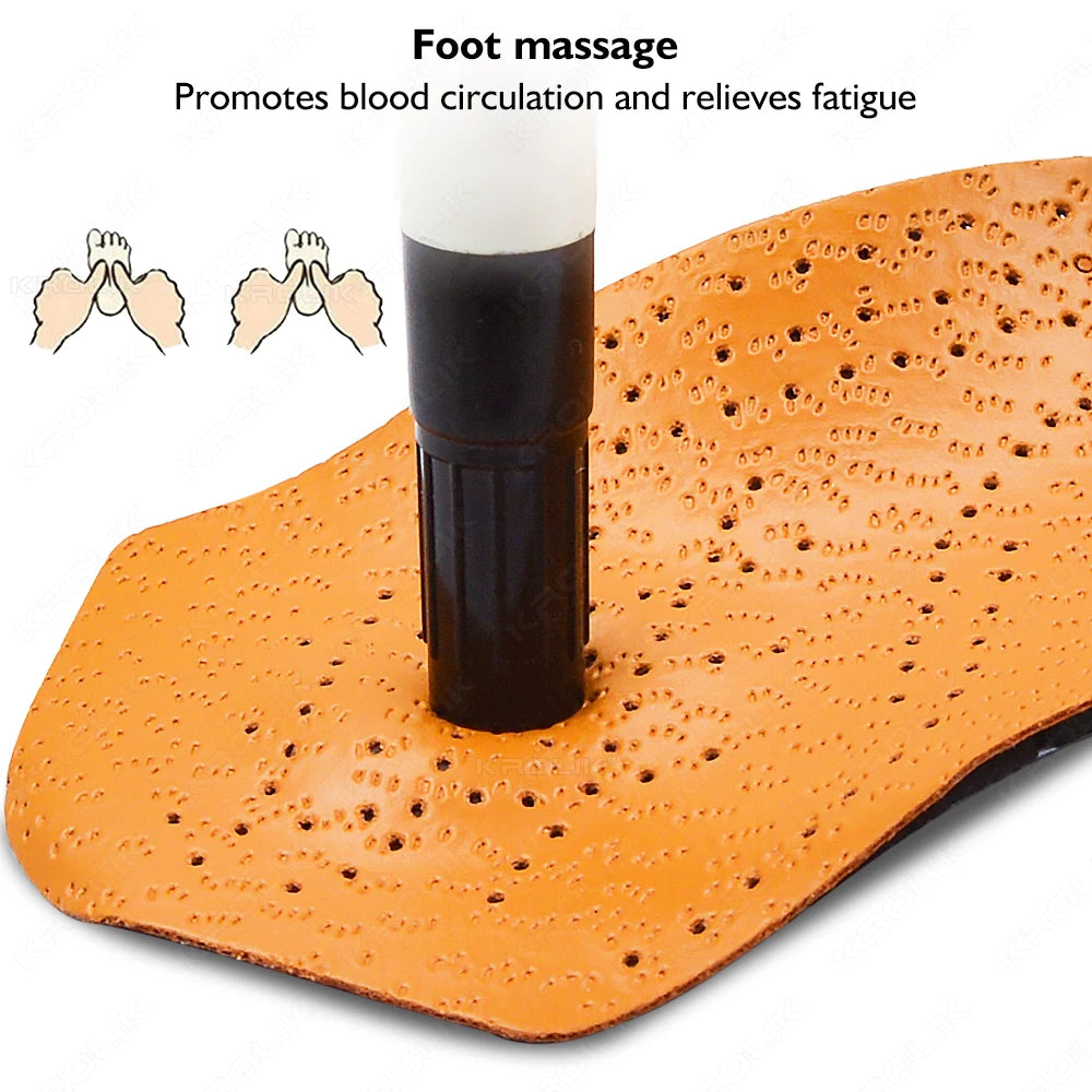 VTHRA 3/4 Length Orthotic Insoles Leather Insole Flat Foot Arch Support 2.5cm Half Shoe Pads Orthopedic Insoles Foot Care Unisex