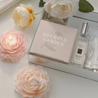 Peony Scented Candles, Handmade DIY Mini Floral Candles for Valentine's Day Gifts