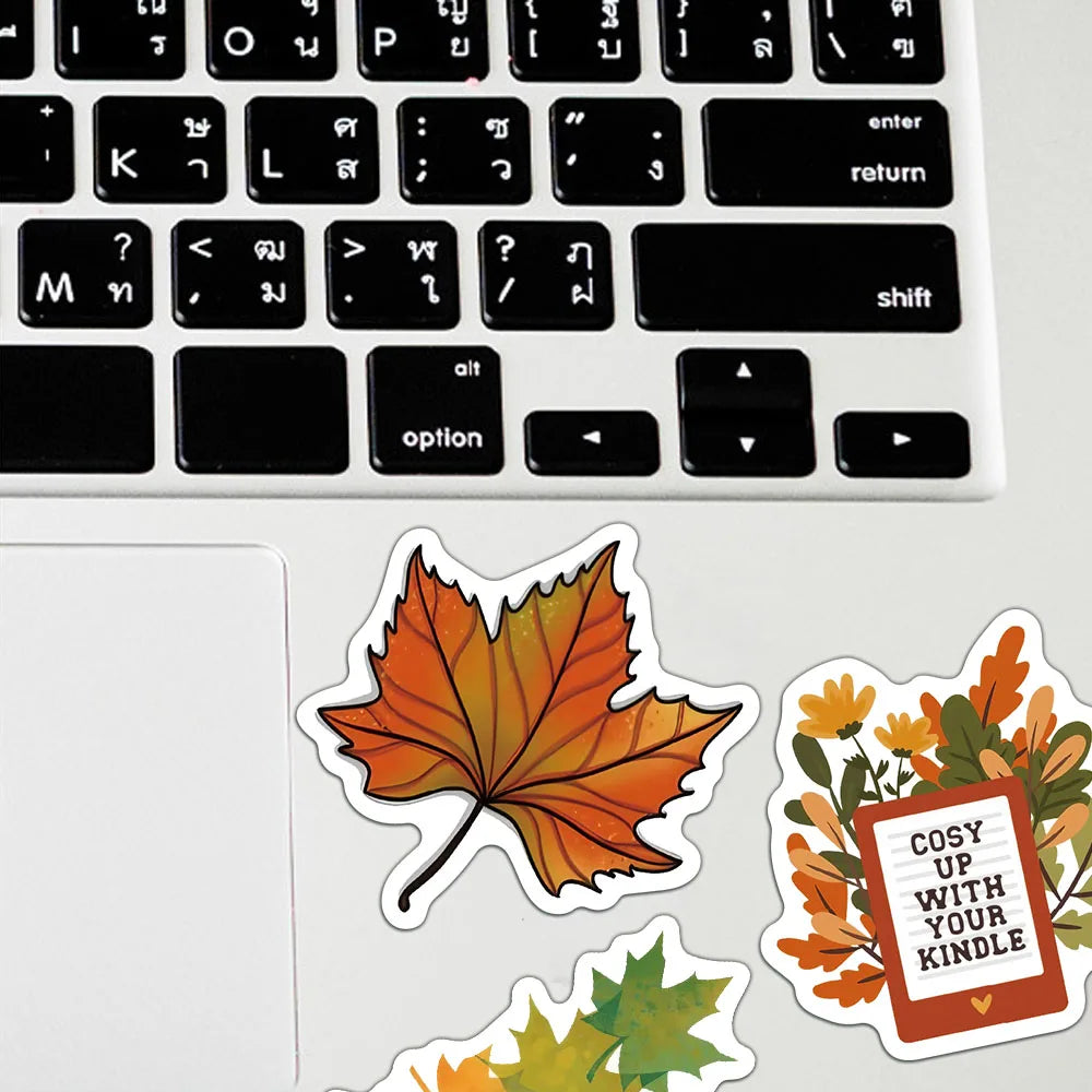 50PCS Creative Fall Illustration Stickers Laptop Handbooks Phone Cases iPad Cup Stickers