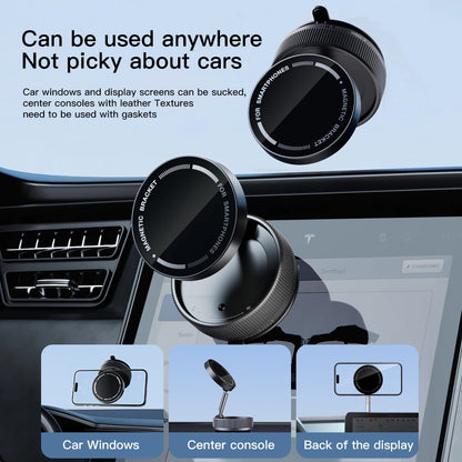 Foldable Magnetic Car Phone Mount with 360° Rotation & Vacuum Suction for Secure, Hands-Free Phone Holder