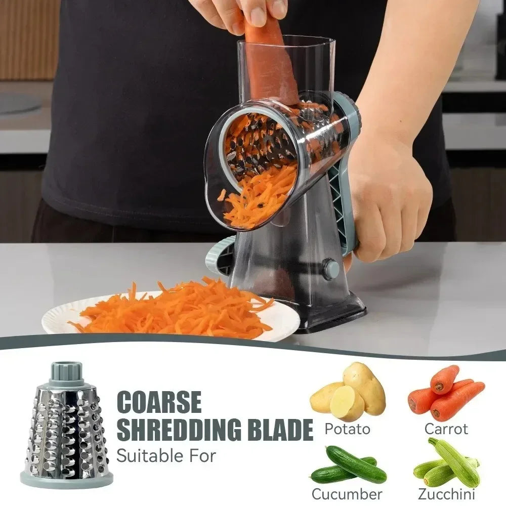 Multi-functional Vegetable Slicer Manual Spiralizer Vegetable Cutter  Hand Cranked Rotary Cheese Grater Shredded Kitchen Tools