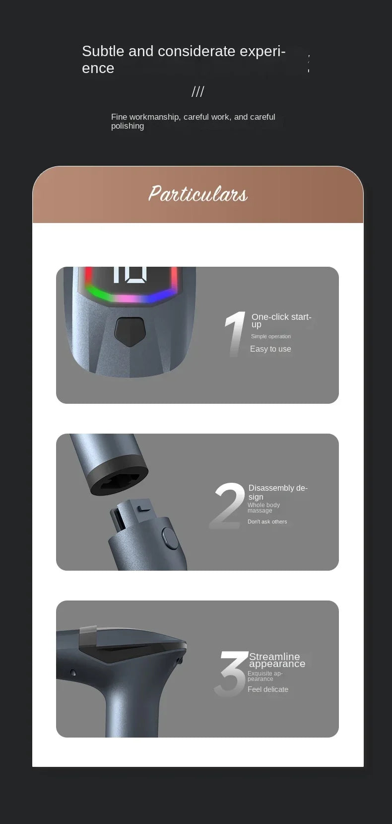 Portable Extended Handle Muscle Deep Tissue 3 in 1 Fascial Percussion Massage Gun Neck and Shoulder Back Vibration Massage Gun