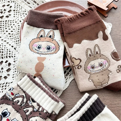 Labubu Mid Length Socks for Children Versatile Couples Trendy College Style Anime and Cartoon Department Labubu Cloth Long Socks