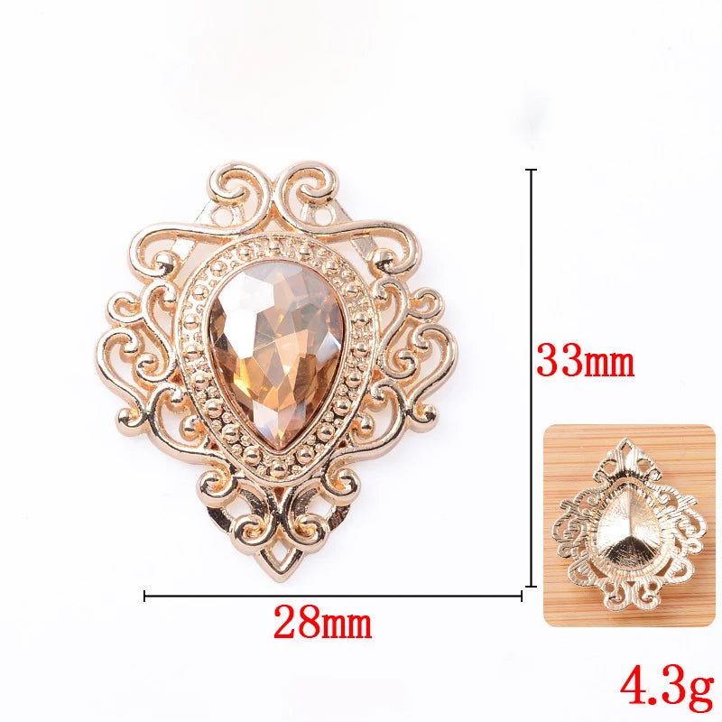 33*28mm Droplet diamond pendant accessories, flat bottom brooch accessories, DIY accessories, headwear accessories 10PCS