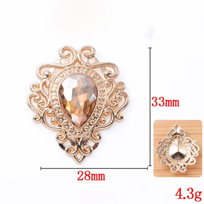33*28mm Droplet diamond pendant accessories, flat bottom brooch accessories, DIY accessories, headwear accessories 10PCS