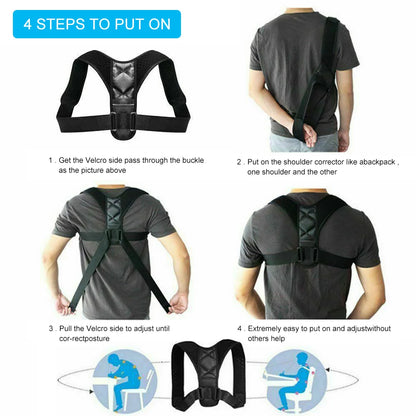 Adjustable Back Posture Corrector Preventing Humpback Upper Back Neck Brace Shoulder Back Correction Belt Spine Pain Relief