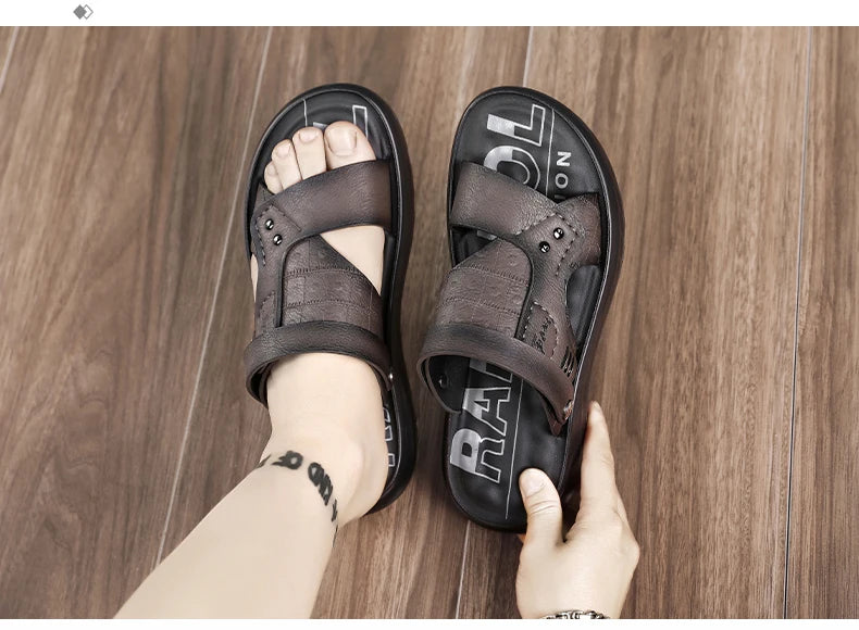 Sandals men  wear outdoors in summer  sports leisure work driving  Anti slip  wear-resistant  trendy beach shoes outdoor wear