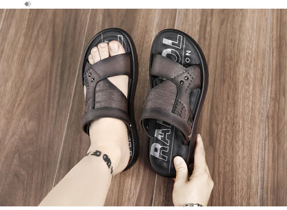 Sandals men  wear outdoors in summer  sports leisure work driving  Anti slip  wear-resistant  trendy beach shoes outdoor wear