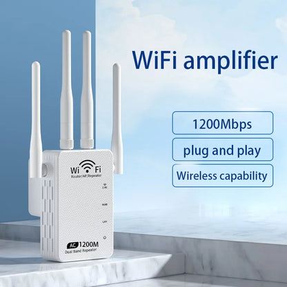 WiFi signal booster amplifier extender supports WiFi 6 repeaters 3000+square feet, 5GHz/2.4GHz,high-speed signal boosters