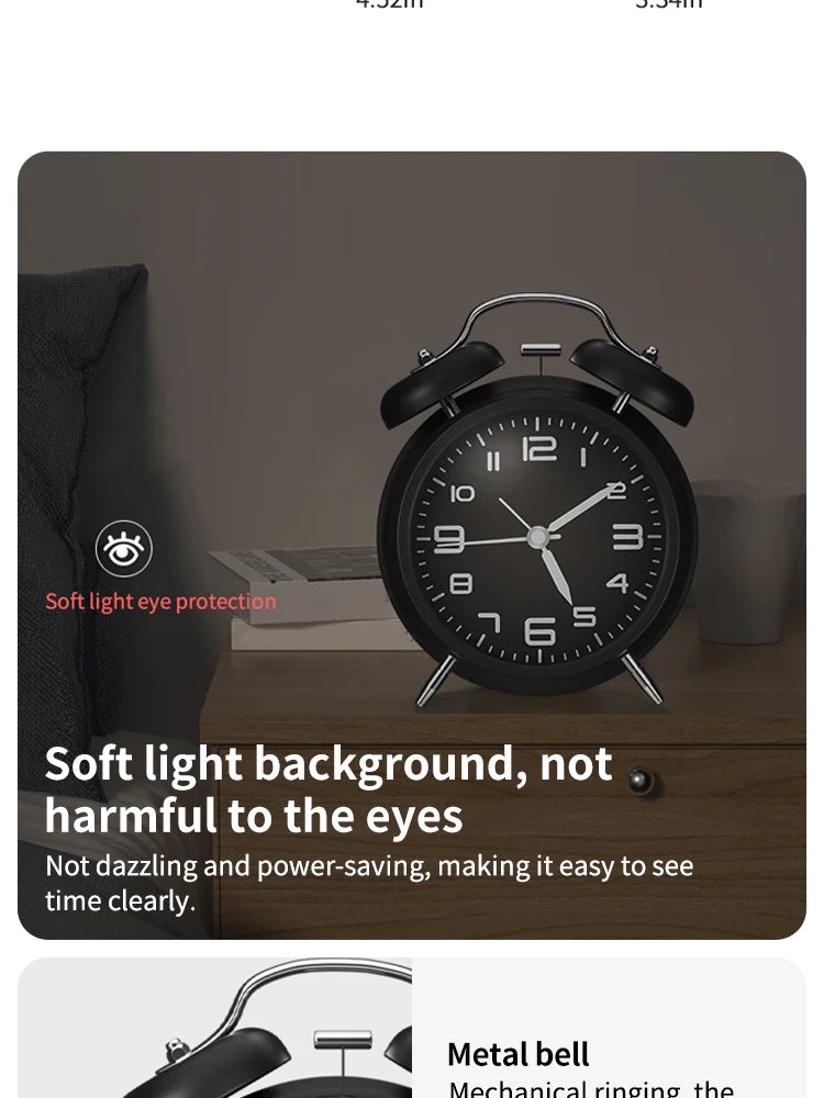Smart Alarm Clock Metal Ringing Alarm Clock Student Kids Alarm Clock Bedside Alarm Clock Home Bedroom Decoration Clock