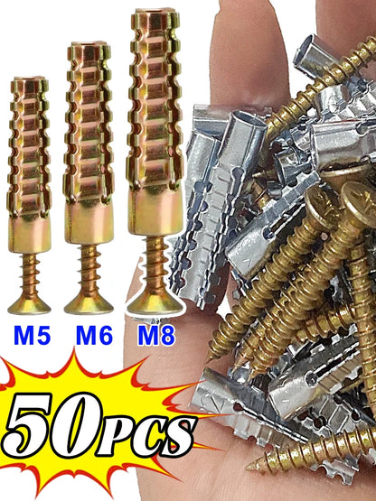 Heavy Duty Steel Wall Anchor with Screws Kit Metal Tube Expansion Self Tapping Screw Drywall Drilling Plug Fastener Bolt Anchors