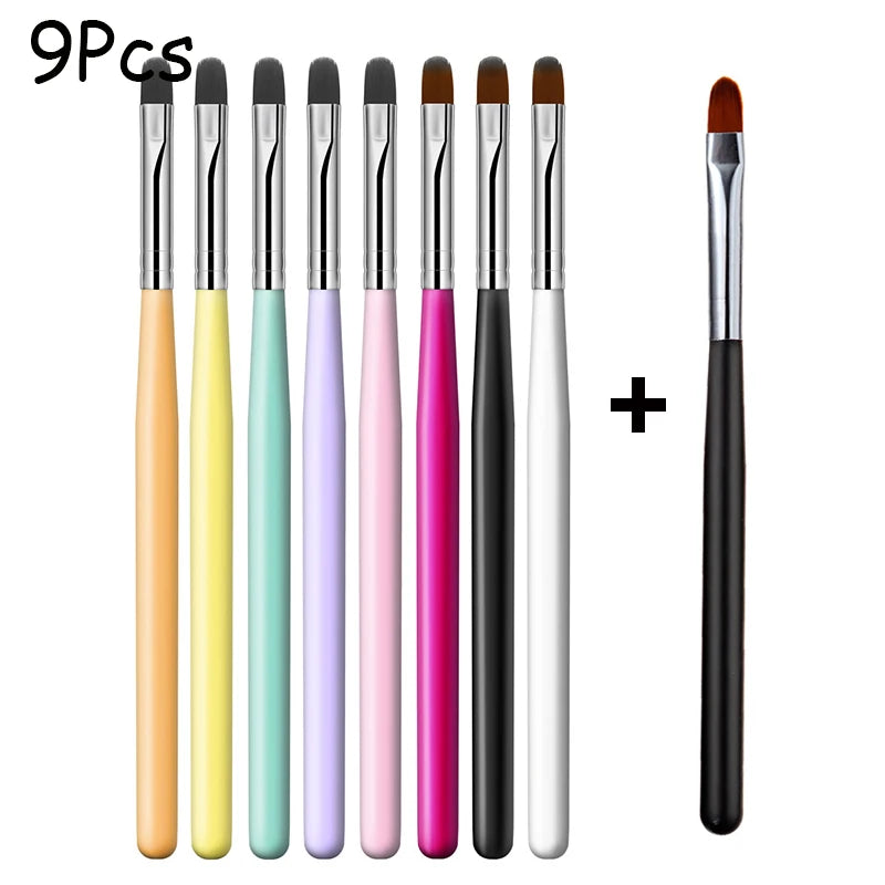 1-9PCS Nails Art Brush Pen 3D Tips Pattern Phototherapy Acrylic UV Gel Extension Builder Coating Painting Pen DIY Manicure Tools