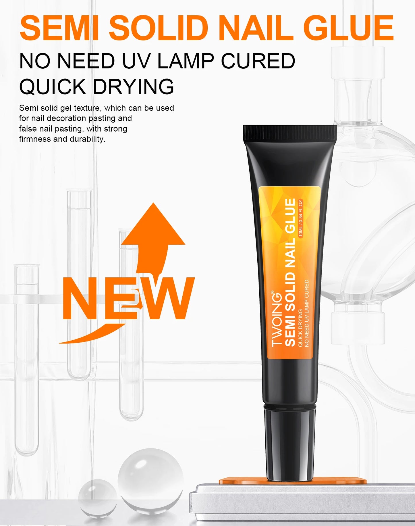 Quick-Dry Nail Glue，Semi solid Super Strong Adhesive For Press-On Nails&Rhinestones Long-Lasting，Fake Nail, No need UV Cured