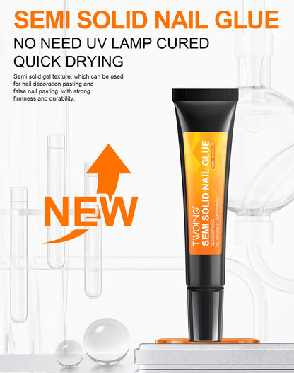 Quick-Dry Nail Glue，Semi solid Super Strong Adhesive For Press-On Nails&Rhinestones Long-Lasting，Fake Nail, No need UV Cured