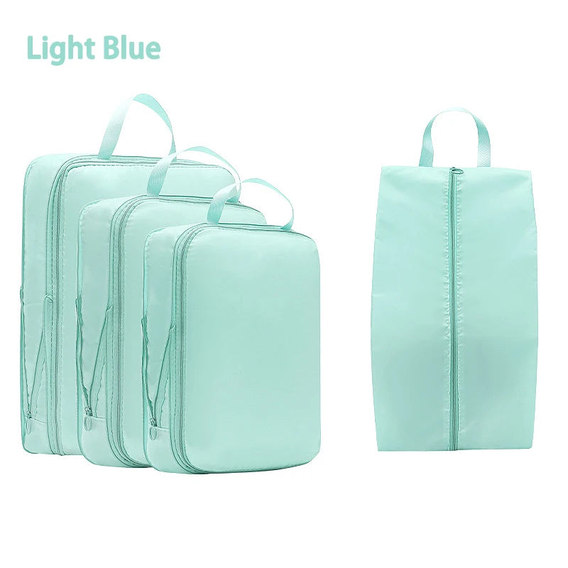 4Pcs/Set Travel Compression Bag Luggage Organizer Travel Pouch Packing Cubes for Travel Bag Organizer Travel Storage Bag
