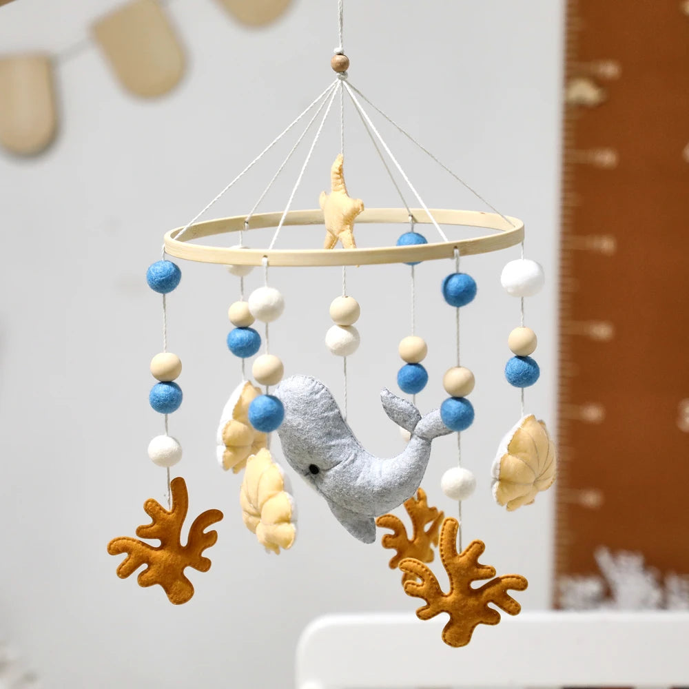 Baby Mobile Crib Bed Bell Musical Rattles Toys Soft Felt Cartoon Animal for Infants Nursery Mobiles Forest Animals Crib Toys