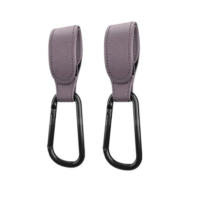1/2pcs Portable PU Leather Baby Stroller Hook Hanger Velcros Pram Hook Carabiner Cart Organizer Clip for Stroller Accessories
