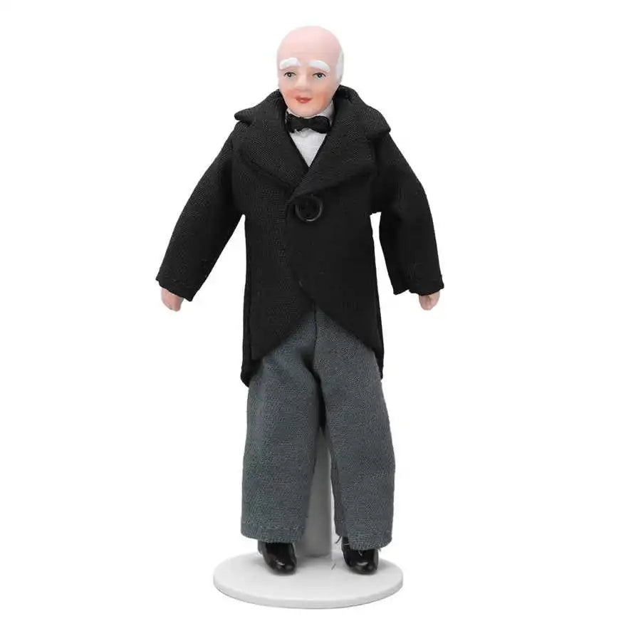 Doll House Servant 1:12 Doll House Miniature Turnable Ceramic Victorian Servant Toy Decoration with Stand