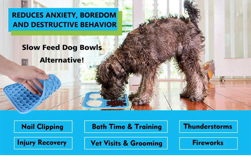 Silicone Pet Licking Pad for Dog & Cat | Anti-Choking Slow Feeder with Suction Cup | Yogurt Meal Mat & Slow Food Bowl Plate