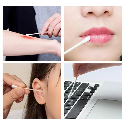 100/500Pcs Cotton Swab Wooden Cotton Sticks Double-Tipped Cotton Bud Chlorine-Free Hypoallergenic Cotton Swab Makeup Tools