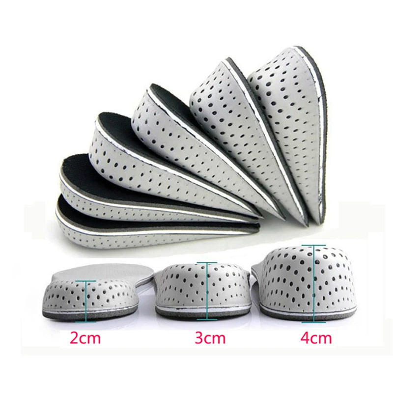 Height Increase Half Shoe Insoles Heel Insert Sports Shoes Pad Cushion Arch Support Unisex 2-4 CM Invisible Heighten Sole Insole