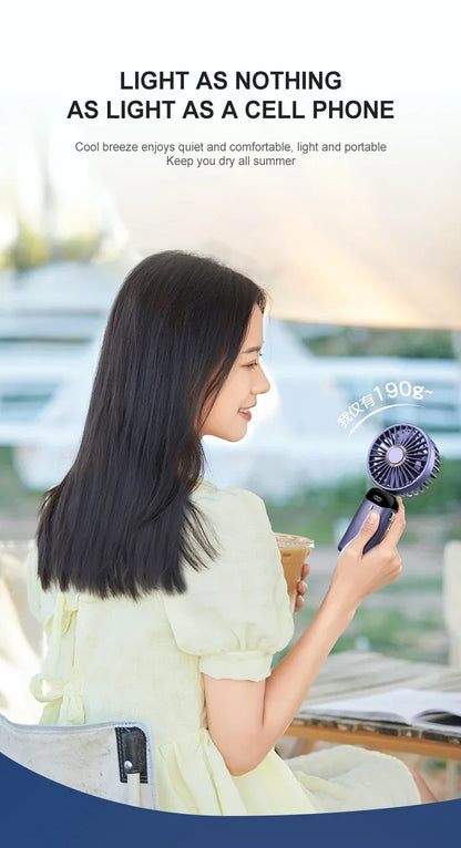 Handheld Mini Fan Foldable Portable Neck Hanging Fans 5 Speed USB Rechargeable Fan with Phone Stand and Display Screen 1800mAh