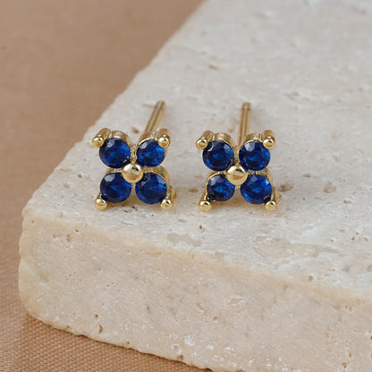 Stainless Steel Dainty Flower Stud Earring for Women Piercing Cartilage Ear Ring Colorful Zircon Women's Aesthetic Jewelry Gift