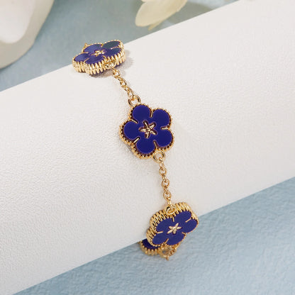 Light Luxury Double-sided Plum Blossoms Bracelets for Women Lucky Five Leaf Flower Adjustable Bracelets Aesthetic Party Jewelry