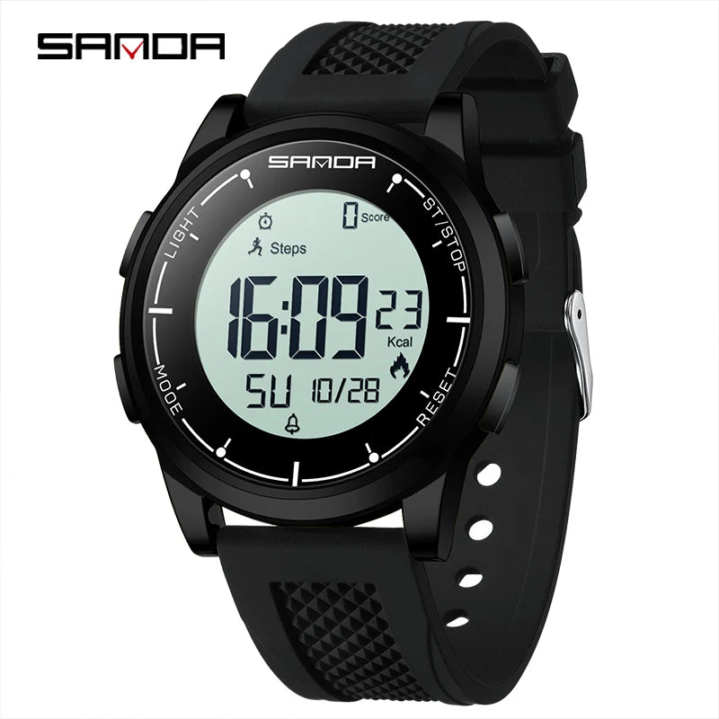 SANDA 9064 Student Sports Quartz LED Electronic Watch Calorimeter Step Electronic Watch Sleep Monitoring Smart Electronic Watch