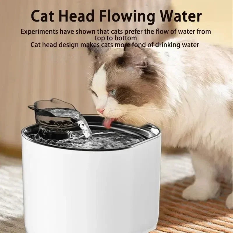 Fountain Automatic Recirculating Filter Pet Drinking Dispenser with USB Electric Pump Quiet Cat Ear Design for Cats New