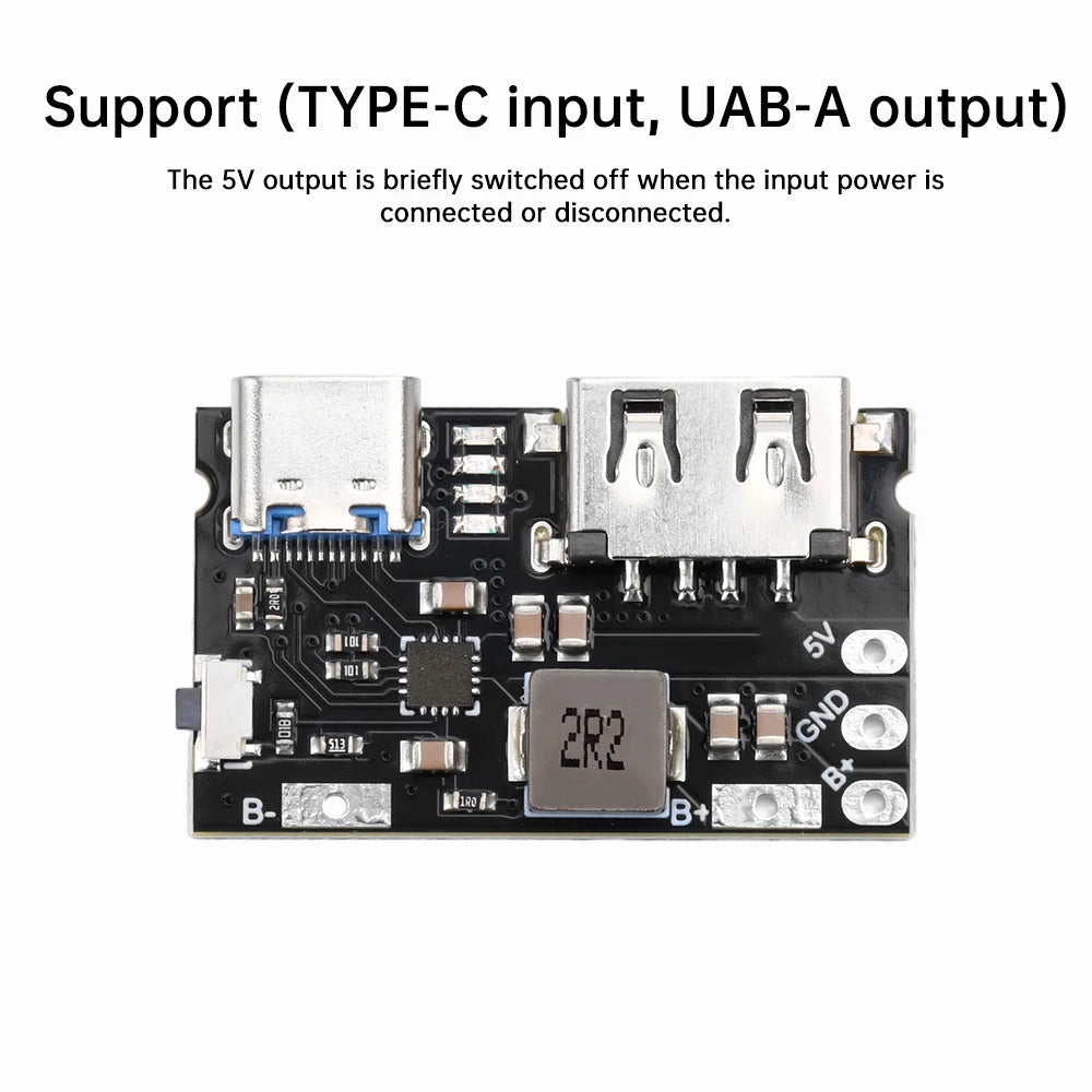5V TYPE C + USB A 2.4A Charger Discharger Module Single Lithium Battery Charger Board Supports Charging And Discharging