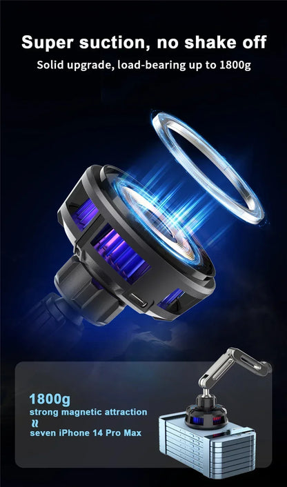 Car Wireless Charger Cooling Magnetic Car Phone Holder Mount Fast Car Charging Stand for Macsafe iPhone 15 14 13 12 Pro Max Mini