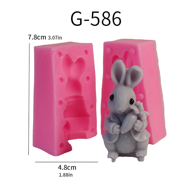 3D rabbit mold for DIY scented candles; animal-shaped decoration figurine
