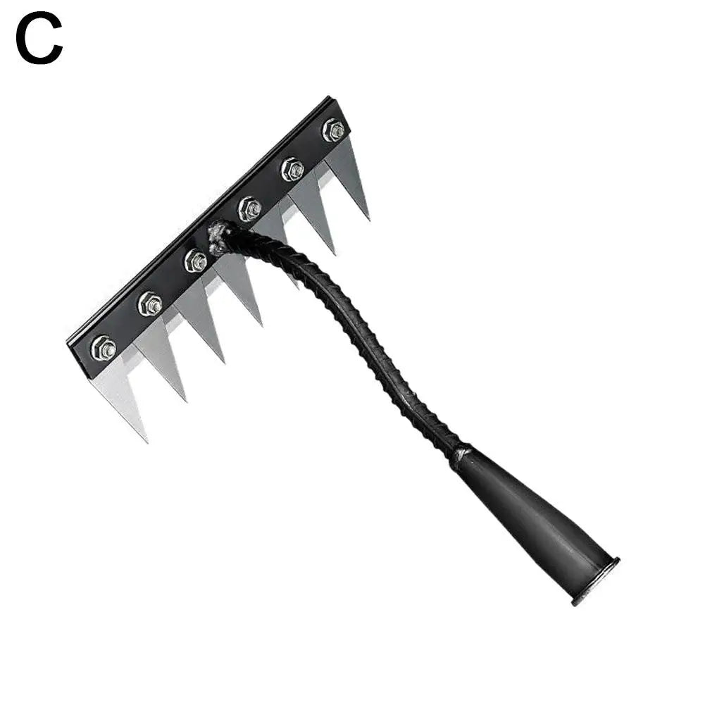 5/6/7/8 Teeth Agricultural Rake Soil Loosening Weeding Tool Manganese Steel Garden Weeding Rake Multi-use Agricultural Straw Hoe