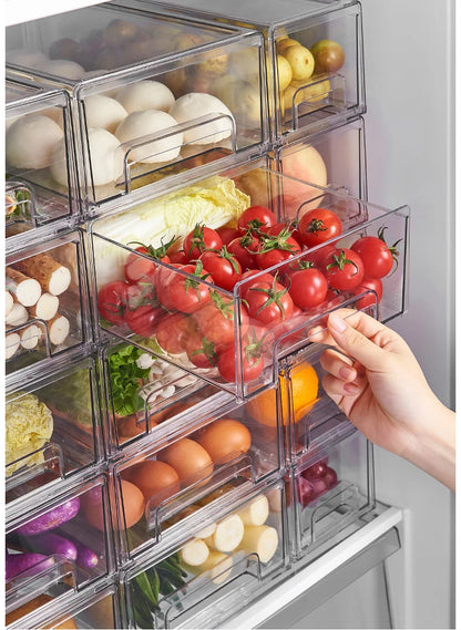 Kitchen Refrigerator Storage Box Fruit Vegatable Meat Fish Food Drawer Organizer Fresh-keeping Stackable Bin Stackable Container