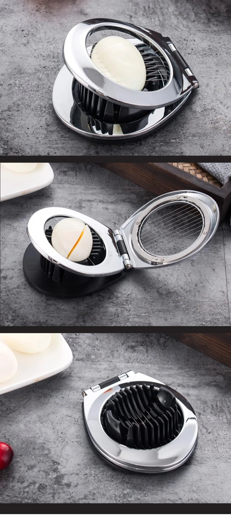 Egg Slicer Egg Slicer For Hard Boiled Eggs Egg Cutter Heavy Duty Aluminium For Egg Strawberry Mushroom Soft Fruit