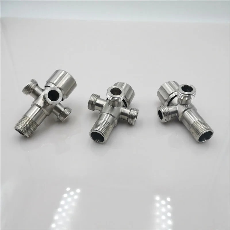 Multifunction Stainless Steel 3Ways Valves G1/2 Bathroom Accessories Water Diverter Wall Mounted Valve Bathroom Accessories