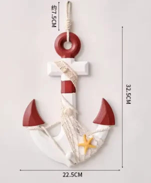 13"Nautical Wood Anchor Wall Art Decor Door Hanging Ornament Beach Theme Home Decoration Nautical Beach Wooden Anchor with Rope