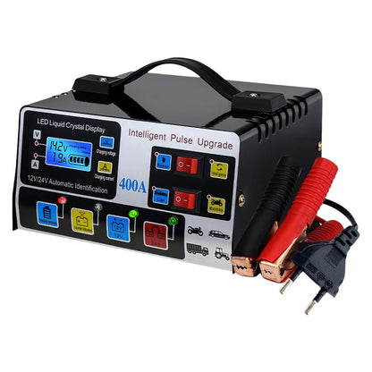 400A Car Battery Charger 12V/24V Battery High Power Fast Charger 220W Intelligent Pulse Repair Charger Self-Stop Battery Charger