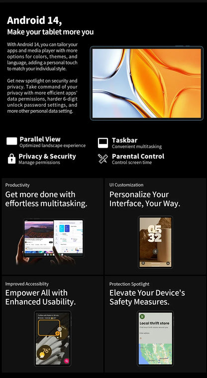 Teclast T70 Tablet MTK G99 Octa-Core 14inch FHD IPS Display 8GB RAM 256GB ROM Android 14 WIFI5G 10000mAh 13MP+8MP 4G Dual SIM