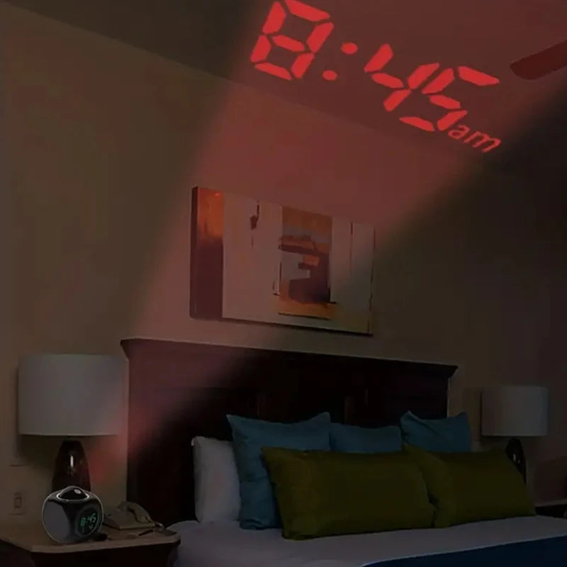 Multi-function Projection Chime Clock LED Light Projection Alarm Clock Voice Chime Clock Projection Clock