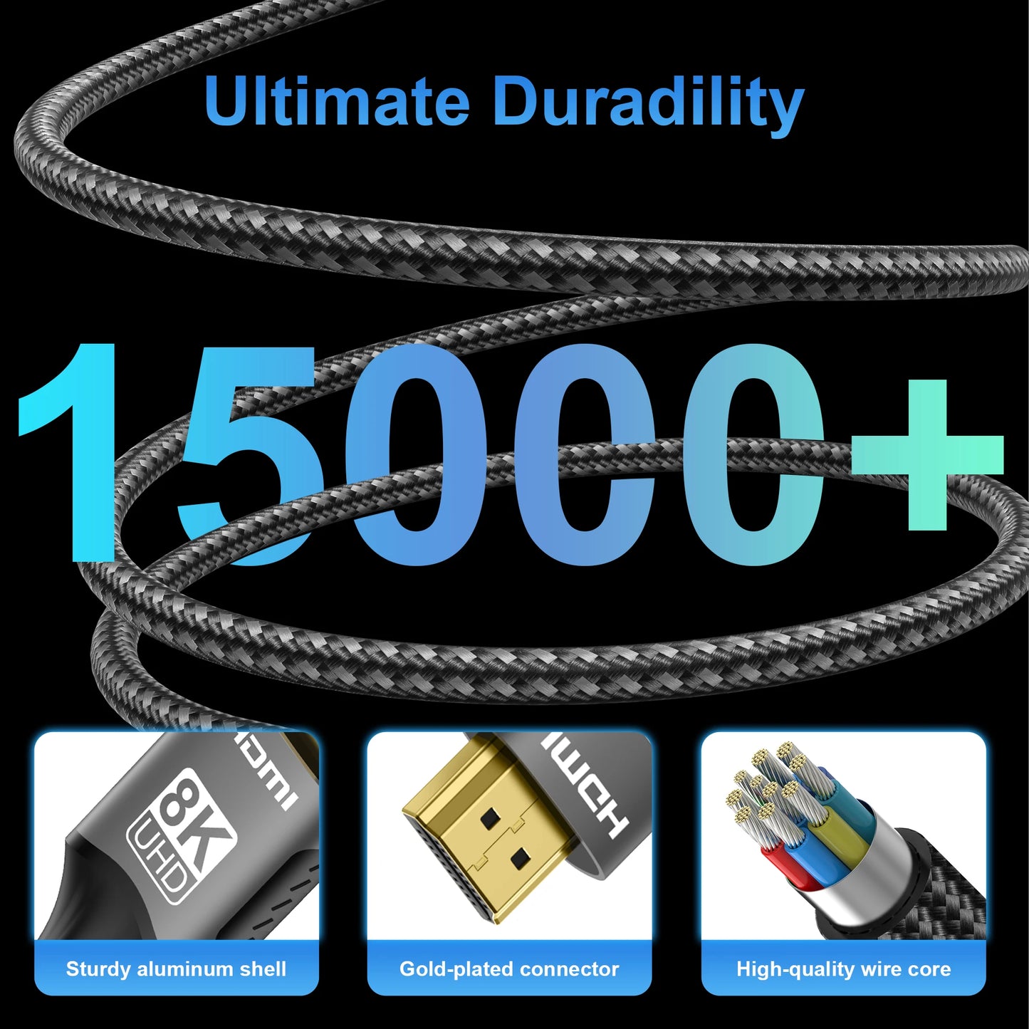 8K HDMI Cable High Speed 48Gbps HDMI 2.1 hdmi to hdmi high definition video Cable 1m 2m 3m 5m for HDTV  Monitor PS4/PS5 Xbox